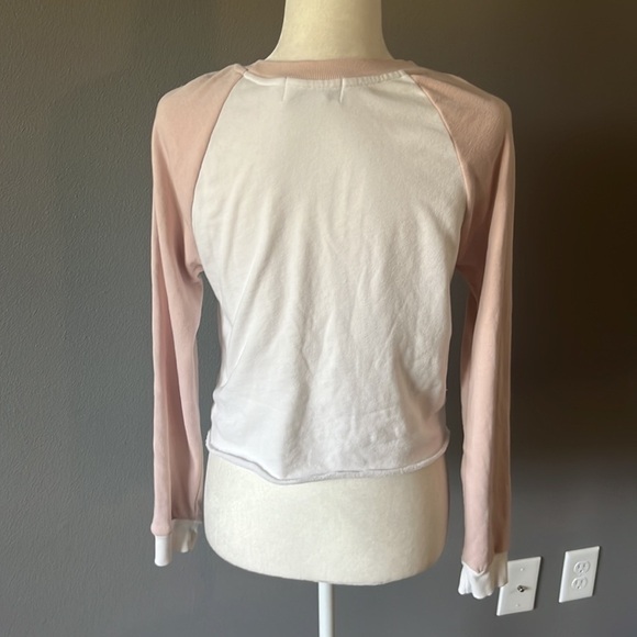 Wildfox Rainbow Striped Cropped Sweatshirt Terry Cloth Inside - Picture 7 of 11